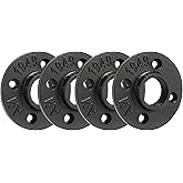 3/4" Heavy Duty Black Floor Flange, Home TZH 4 Pack Malleable iron Pipe Flange for Industrial vintage style, Flanges with Thr