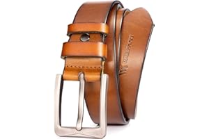 WOLFANT Full Grain Leather Belt,100% Italian Real Solid Leather