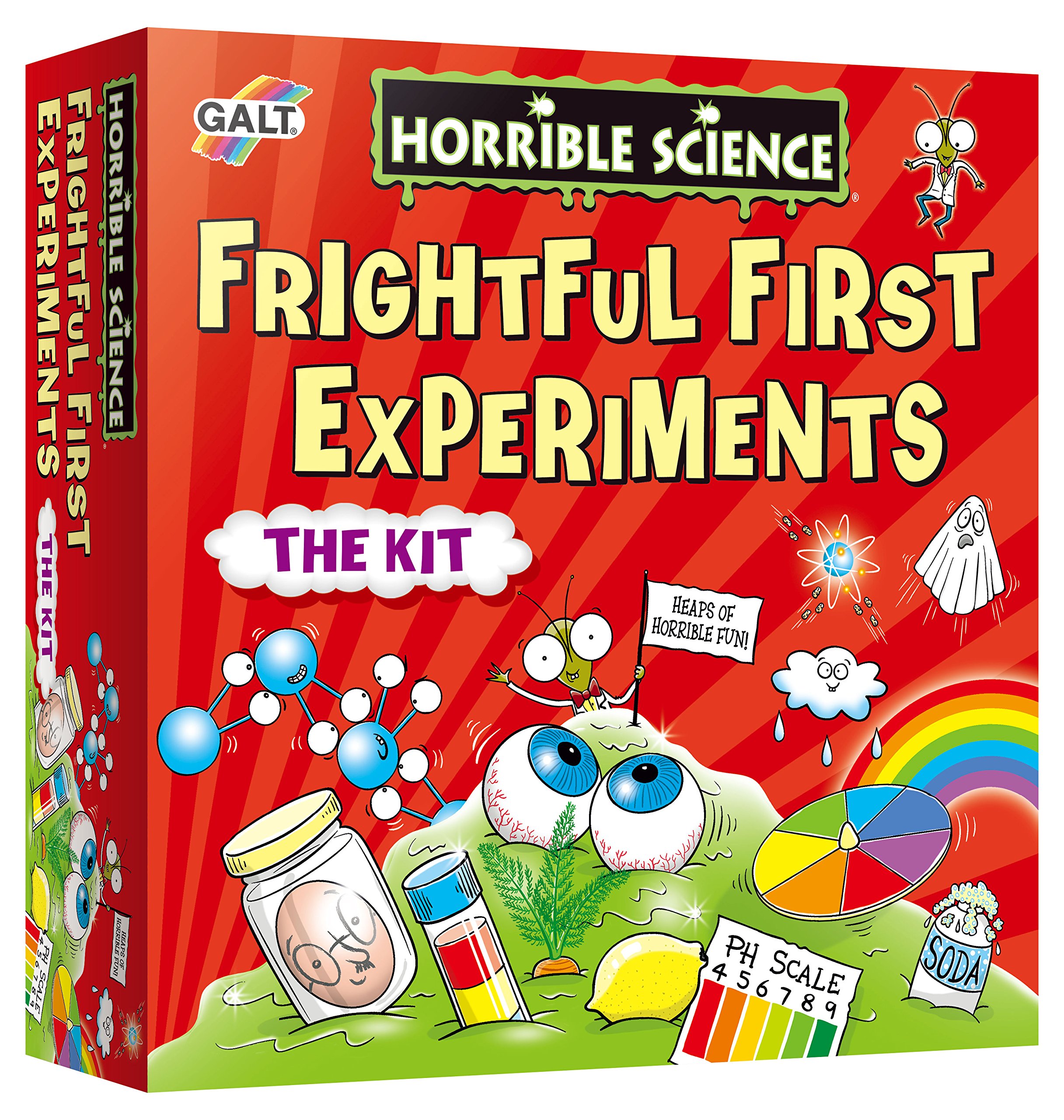Galt Frightful First Experiments -Horrible Science Craft Kit for Kids, 18 Fun STEM Science Kit and Experiments Set for Children-Goggles, Test Tubes and Guide -Gift for Girls and Boys Ages 6 Years Plus