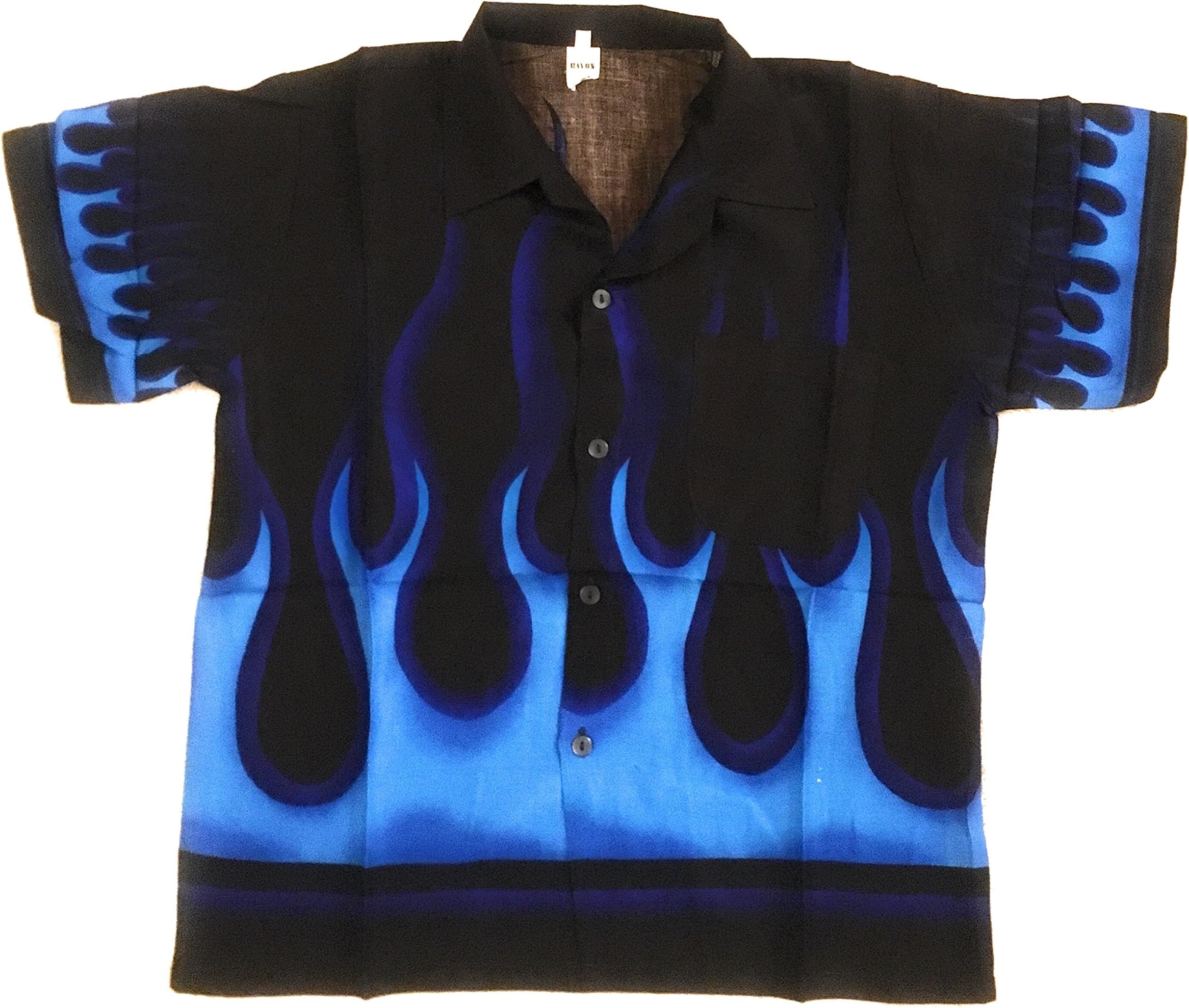 Summer Time Breeze Boys Button Up Flames Collared Shirt