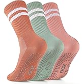 Zoe Cubby Pilates Socks - Non Slip Yoga Socks with Grippers, Sticky Barre Hospital Slipper Socks, 3-Pair Pack​