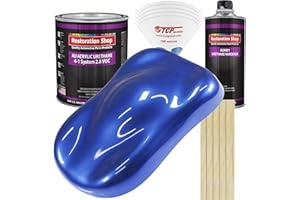Restoration Shop - Daytona Blue Pearl Acrylic Urethane Auto Paint - Complete Gallon Paint Kit - Professional Single Stage High Gloss Automotive, Car, Truck Coating, 4:1 Mix Ratio, 2.8 VOC