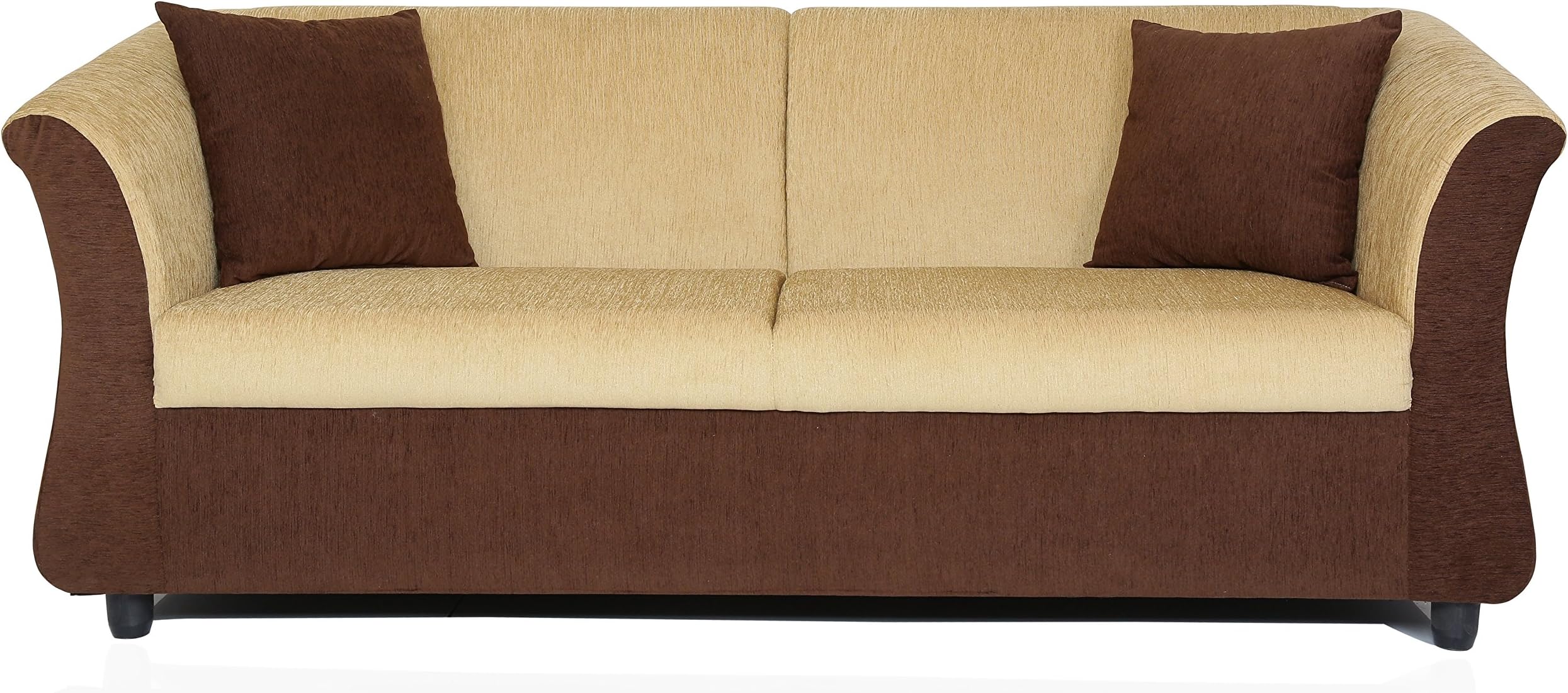 Adorn India Acura 3 Seater Sofa (Brown & Beige)