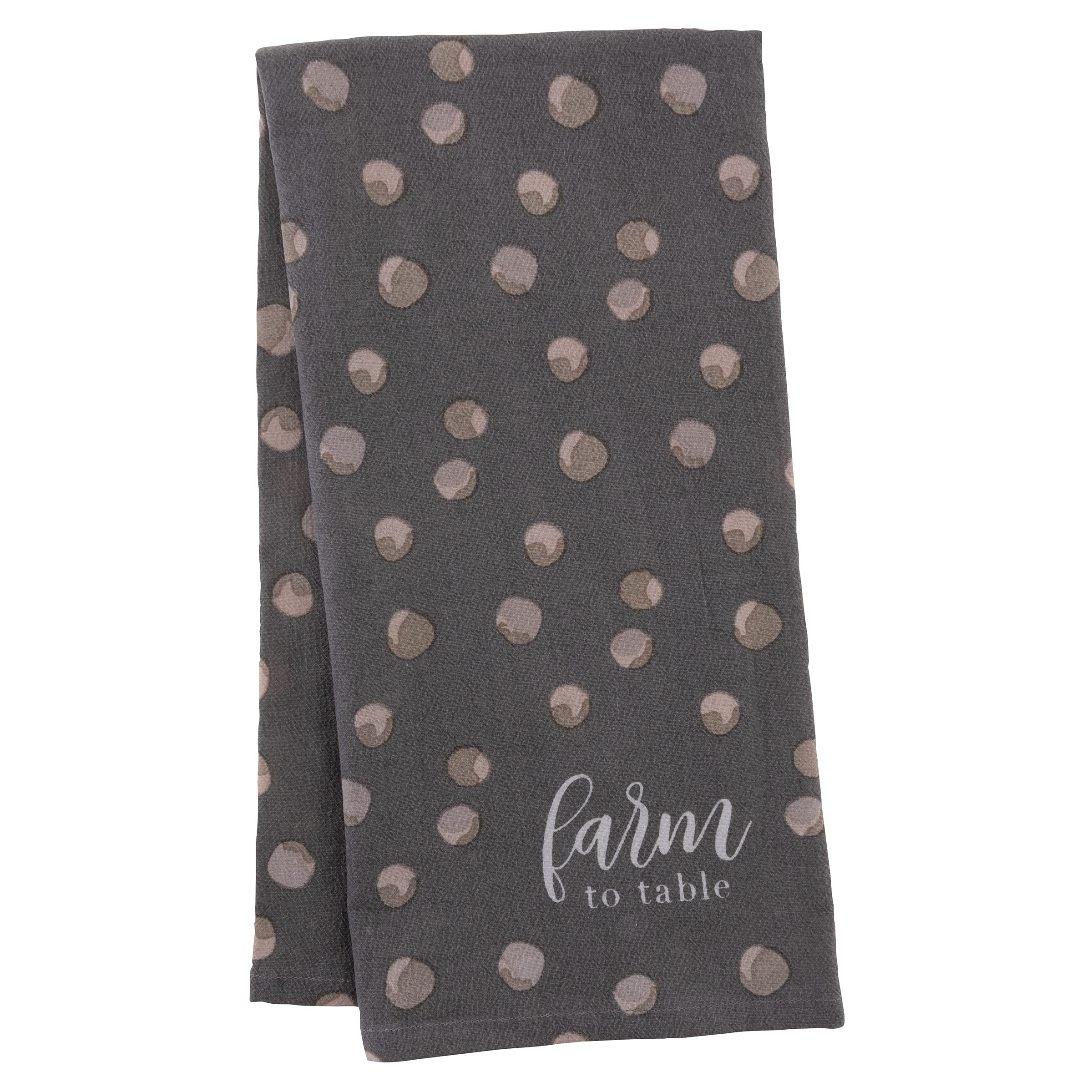 Karma Farm to Table Tea Towel - 100% Cotton Hand Towels for The Kitchen - Modern Home Decor - Grey Small