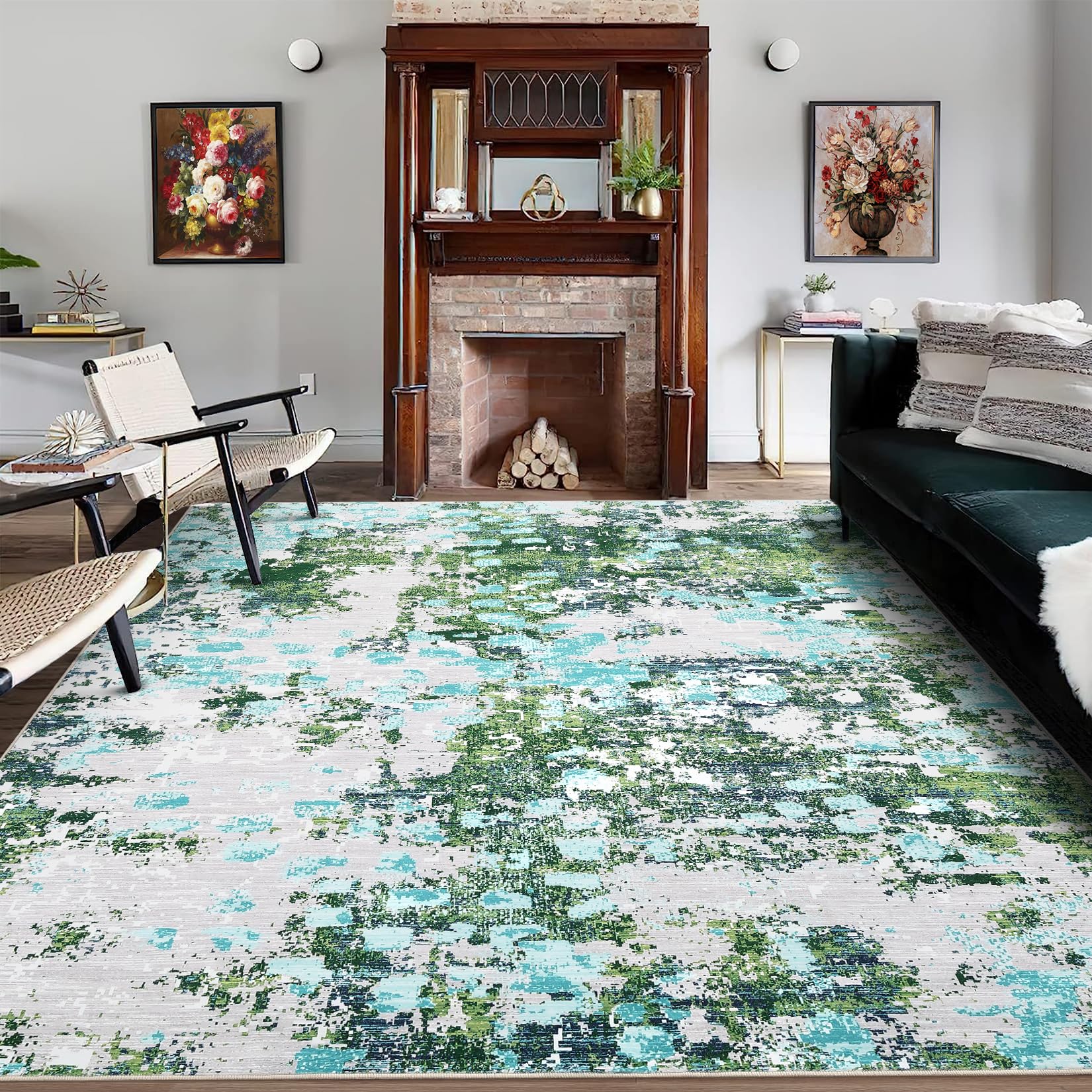 RUGSREAL Washable Rug 4x6 Modern Abstract Area Rug Boho Chic Abstract ...
