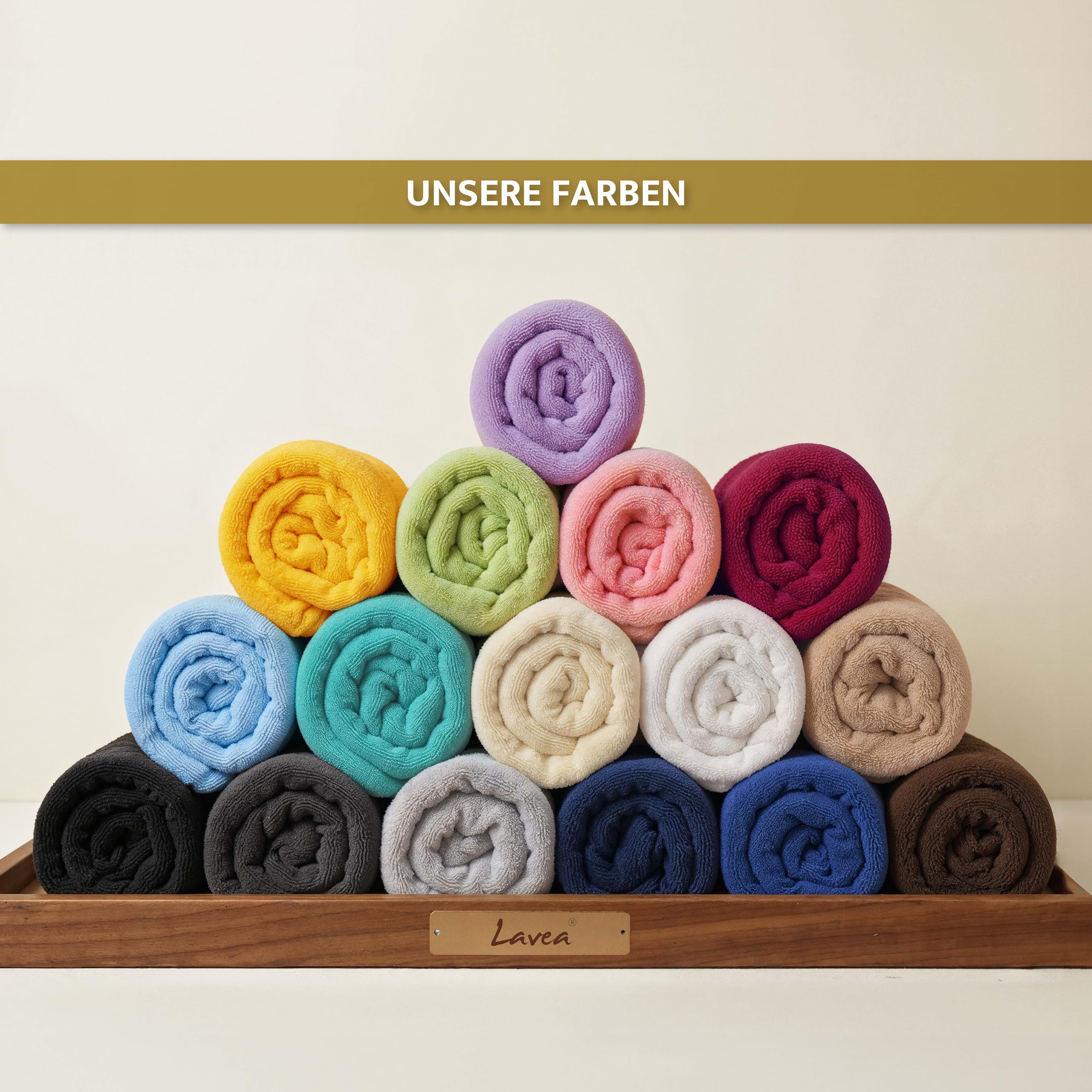 Lavea® 4er Set Handtücher 50x100 cm, Elena Frottiererie, 100% Baumwolle, Frottier Badetuch, saugstark und weich, Sporthandtuch, 60°C waschbar, trocknergeeignet, Handtuch Set, Frottee, Creme 5