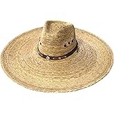 Western Peak Large Real Straw Cowboy Gaucho Ranch Hat Mexican Sombrero 20 inch