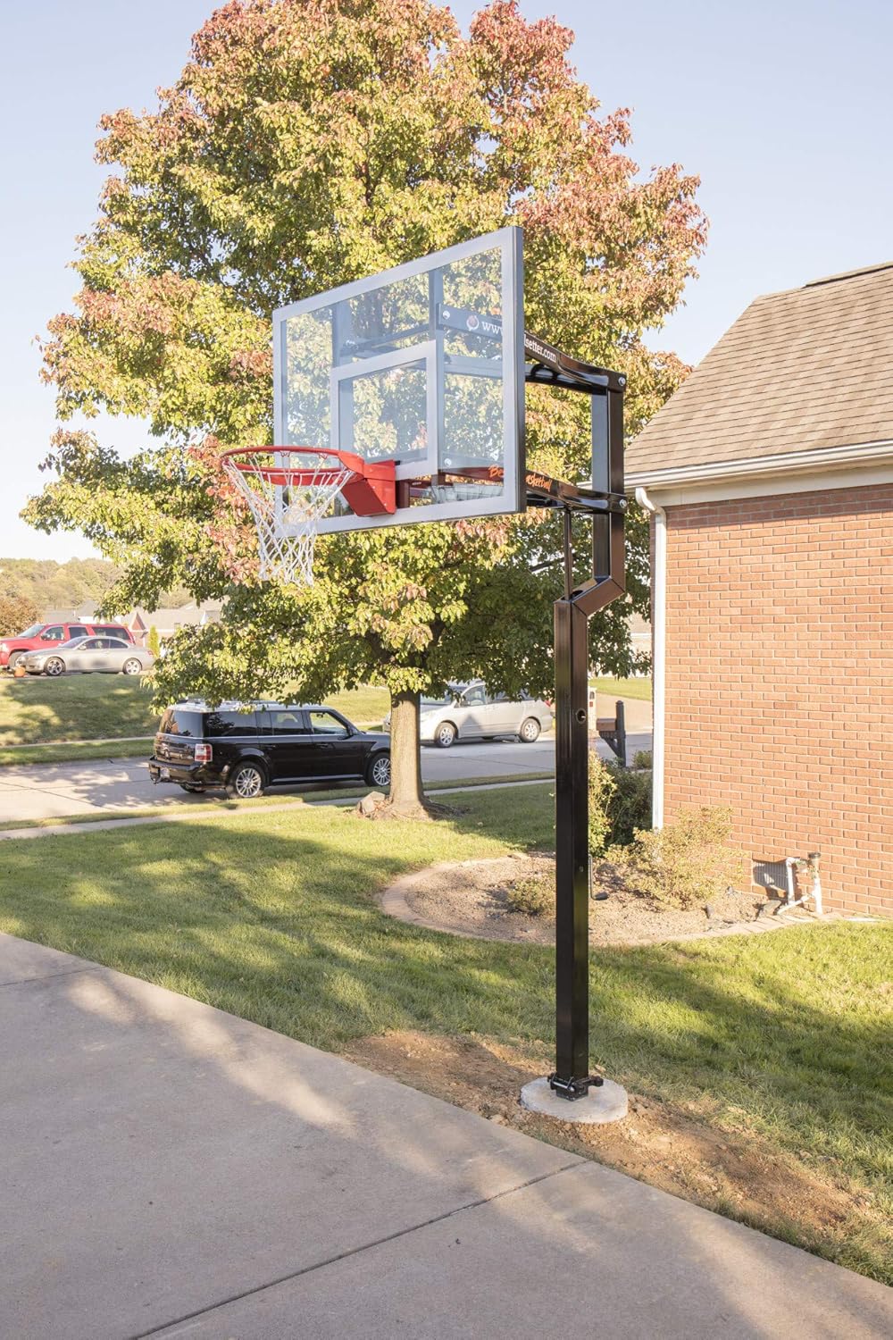 Goalsetter Contender In Ground Adjustable Basketball Hoop System with 54-Inch Glass Backboard and Single Static Rim, Black (SS44554G1W) : Sports & Outdoors