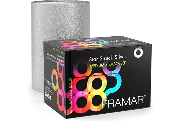 Framar Star Struck Silver Embossed Roll Aluminum Foil, Hair Foils For Highlighting, Tin Foil for Hair Colour, Foil Paper, Pap