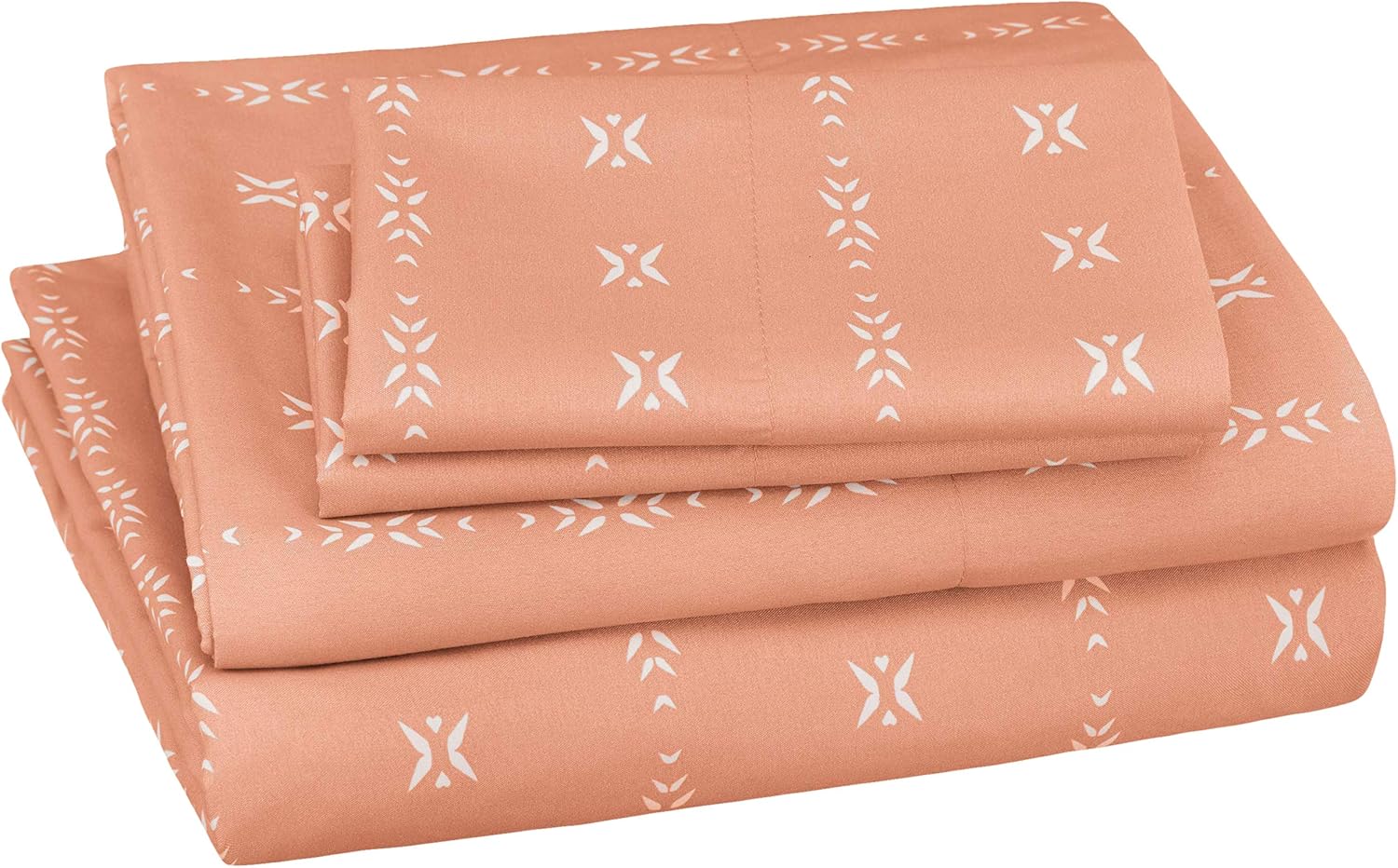  Basics Soft Microfiber Sheet Set with Elastic Pockets - Full, Salmon Simple Stripe: Home & Kitchen