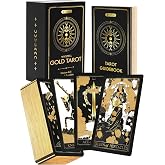 Wyspell Gold Tarot Cards with Guide Book - Unique Tarot Deck for Beginners | Traditional 78-Card Tarot Deck - Gilded Edges &amp; Gold Foil - 200-Page Guidebook - Hand-Illustrated - Tarot Cards for Beginners