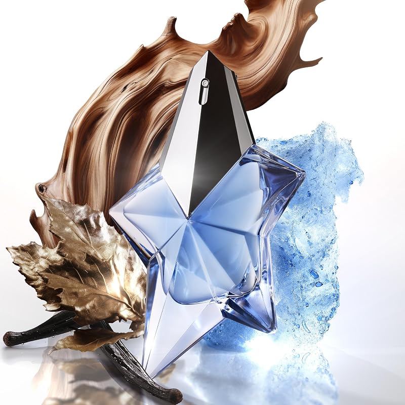 Mugler angel eau de parfum, perfume feminino, aroma gourmand com notas de âmbar, fragrância fascinante, recarregável, 100 ml