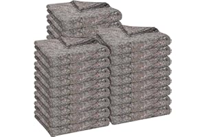 Oudain 24 Pieces Moving Blankets Bulk 39 x 71 Inch Soft High Tensile Strength Cotton Fiber Professional Packing Moving Storage Blankets