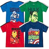 Marvel Girls Boys 4 Pack Short Sleeve T-Shirt for Toddler and Little Kids