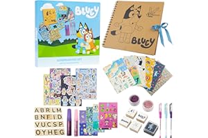 Bluey Scrapbook Kit for Kids with Scrapbooking Supplies Stamp Glitter Glue DIY Photo Album Art Kit Cute Stationary for Kids Gifts for Girls and Boys (Multi Scrapbook)