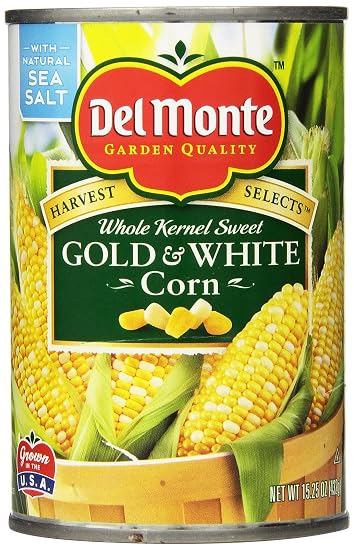 Del Monte harvest selects whole kernel sweet Gold&White corn (024000027713)
