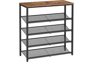 VASAGLE Shoe Rack for Entryway, 5-Tier Shoe Rack Organizer with Storage Shelves and Spacious Top, Freestanding, Adjustable, I