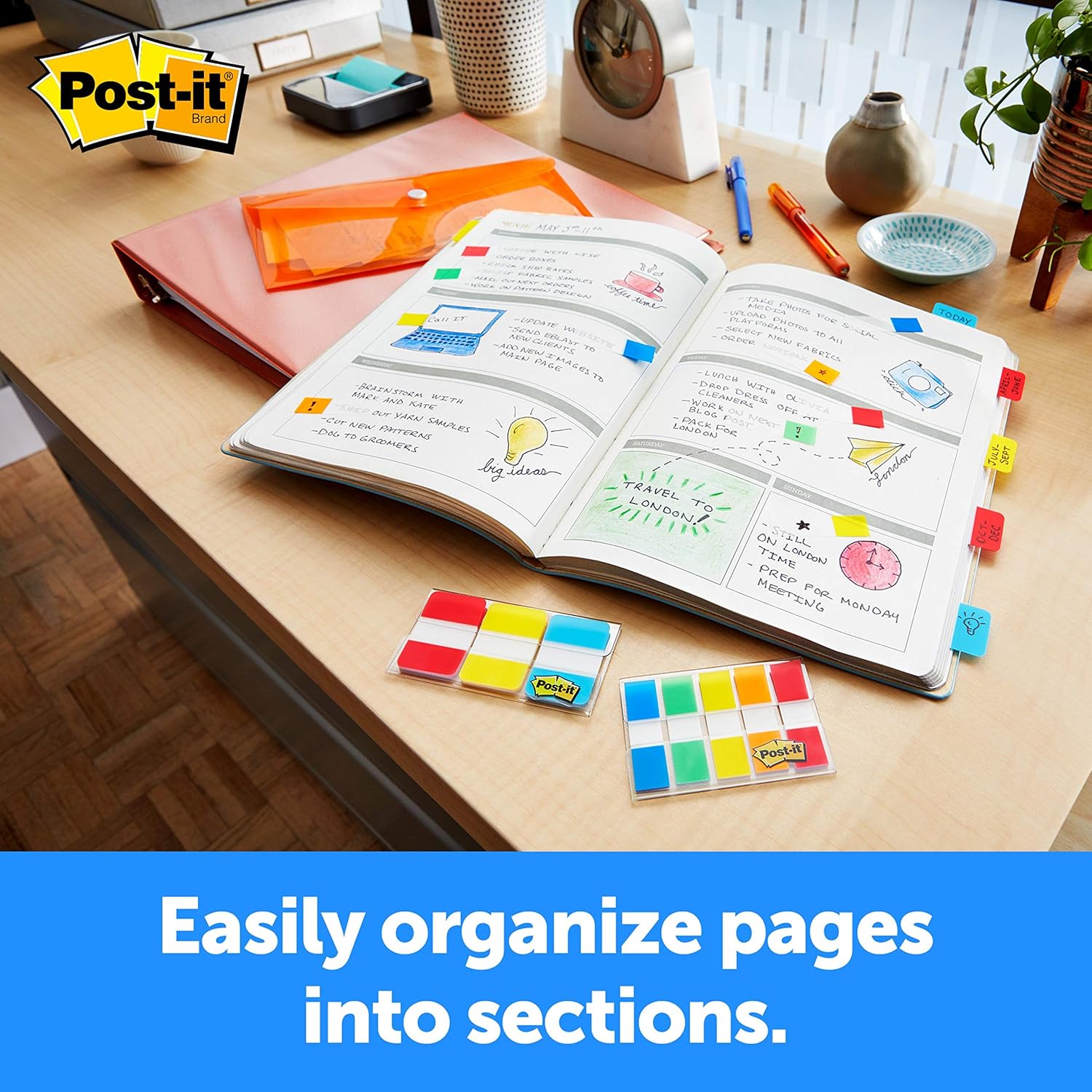 Post-it Tabs Value Pack, Assorted Primary Colors, Durable, Writable, Repositionable, Sticks Securely, Removes Cleanly, 1 in. and 2 in. Sizes, 114 Tabs/Pack, (686-VAD2) : Tape Flags : Office Products