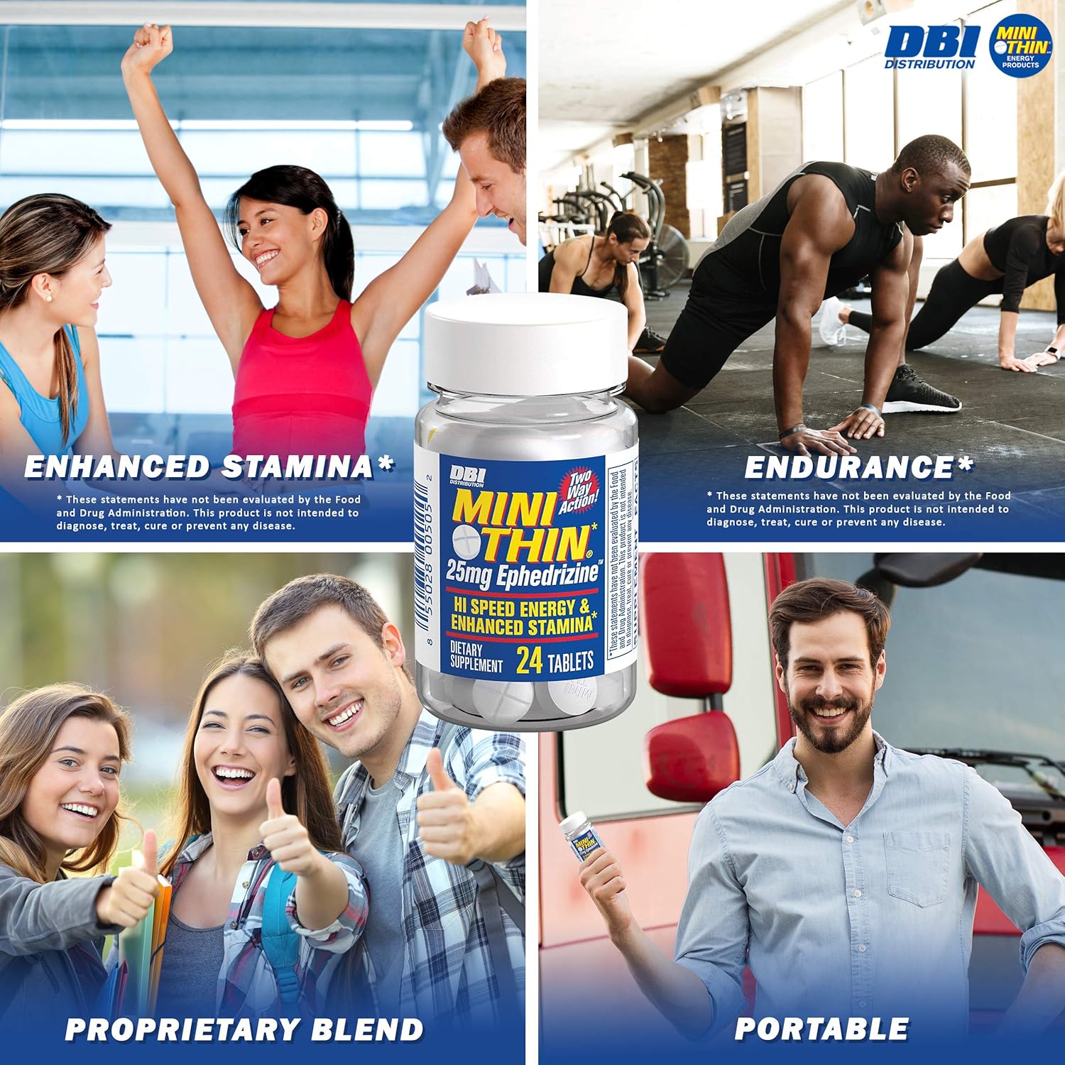 Mini Thin | Two-Way Action Caffeine Pills - High Speed Energy and Enhanced Stamina* - 205mg Caffeine; 25mg Ephedrizine (Yohimbe, DMAE, Green Tea, White Willow Bark and More) - 24 Count Bottle: Health & Personal Care