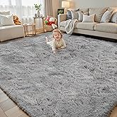 junhejiamei 8x10 Area Rugs for Living Room Bedroom Rug, Large Shaggy Soft Plush Furry Bedside Rug, Area Rugs for Home Decor (Light Grey, 8x10 Feet)