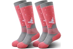 IRAMY Merino Wool Thermal Warm Socks Kids Knee High Winter Socks Boys Girls 2 Packs for Snowboarding Skating Skiing