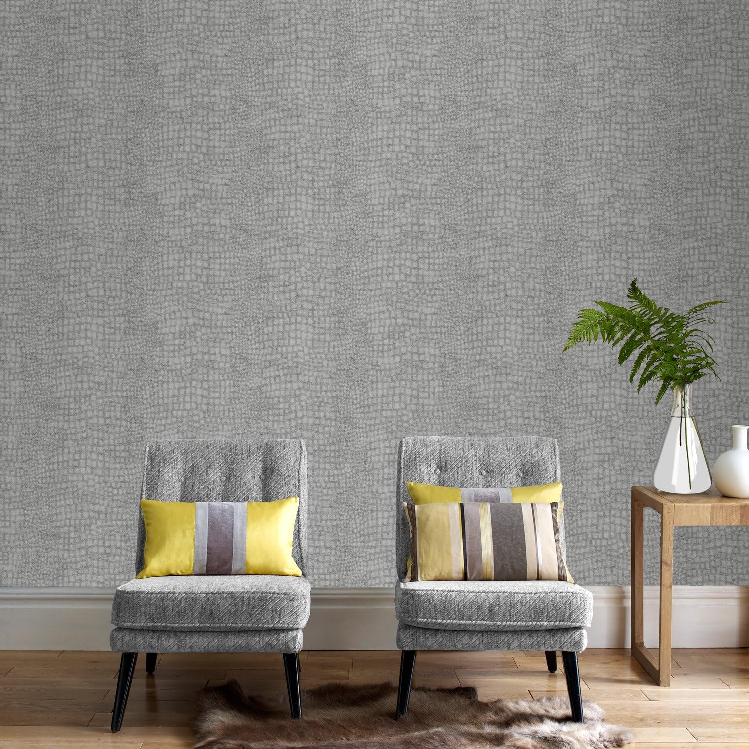 Superfresco Easy Crocodile Skin Effect Grey Wallpaper, Gray, 1000cm length x 52cm width