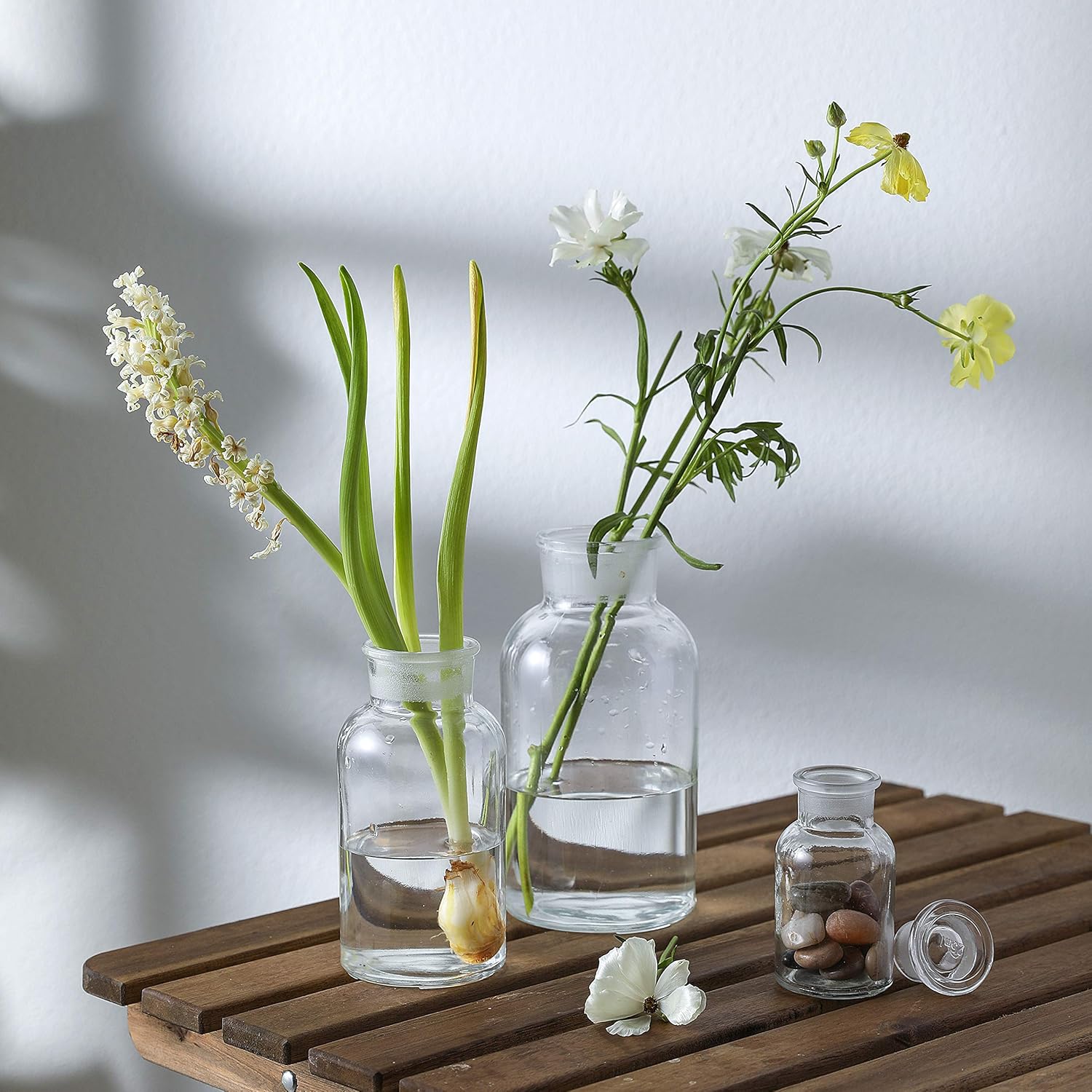 KMwares 3PCs Set (34oz, 17oz, 4oz) Vintage Botany Apothecary Jars, Scientific Lab Reagent Decorative Bottles/Vase, Seasoning Organizer, Candy or Bathroom Containers: Home Improvement