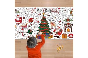 OHOME Xmas Giant Coloring Poster/Tablecloth-Christmas Crafts for Kids-30 x 72 Inches Jumbo Paper Coloring Banner Kids Gifts Activities Toys Party Classroom Christmas Decorations[Kids Games]