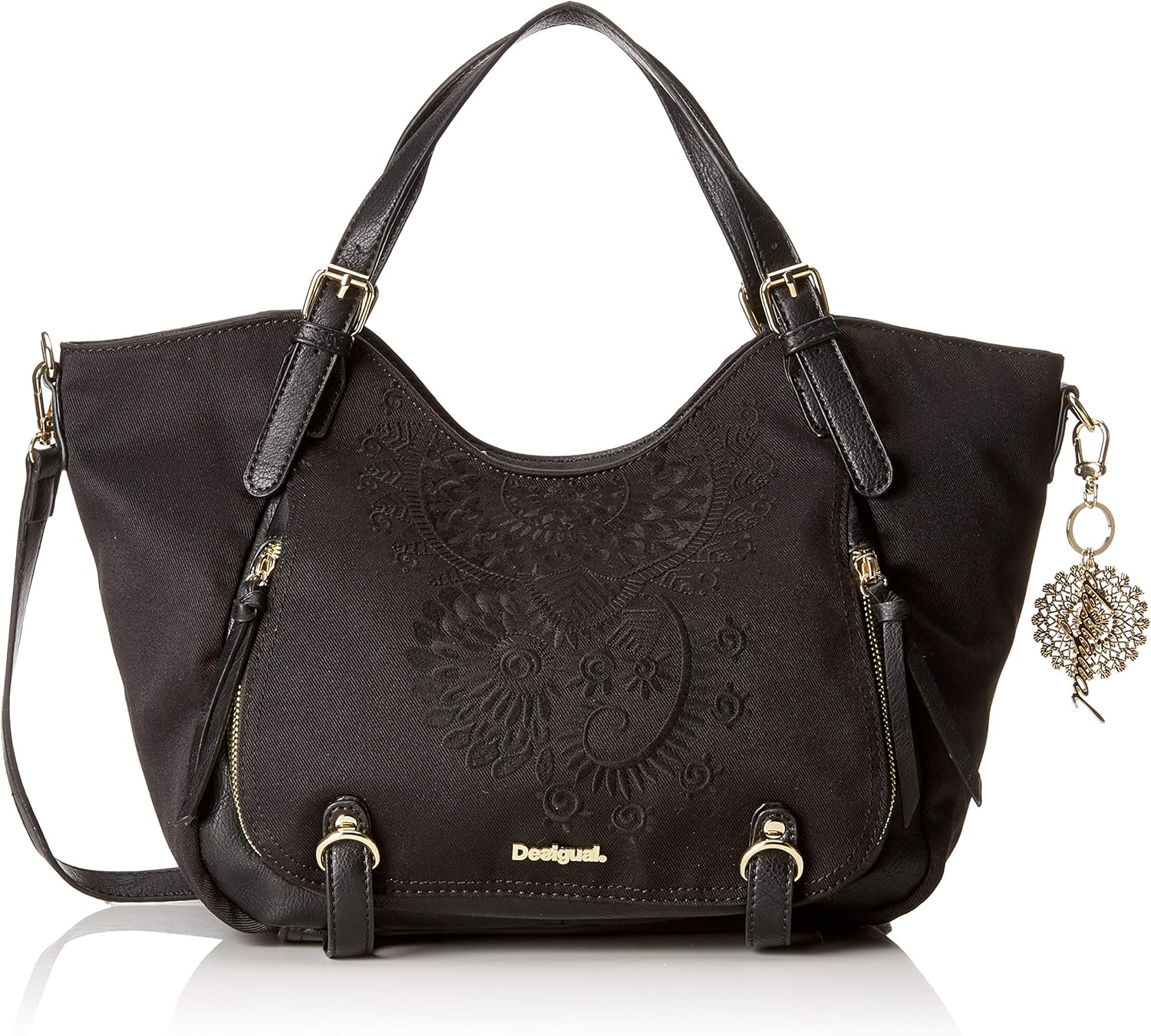 Desigual Bols_emmi Rotterdam Borse a spalla Donna, Schwarz (Negro