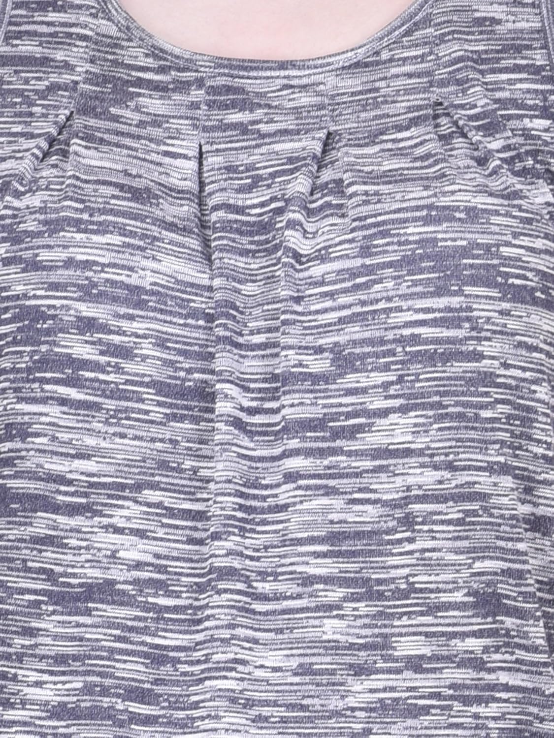 martini grey melange textured sleeveless hip length back keyhole top