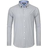 Alimens & Gentle Men's Plaid Button Down Shirts Cotton Long Sleeve Dress Shirts Regular Fit Gingham Shirts