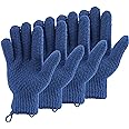 2 Pairs Bath Exfoliating Gloves for Men and Women – CLEEDY 4 Pcs Heavy and Large Exfoliating Gloves Scrubbing for Shower, Spa, Massage - Scrub Exfoliating Mitts for Body, Face, Hand and Foot (Blue)