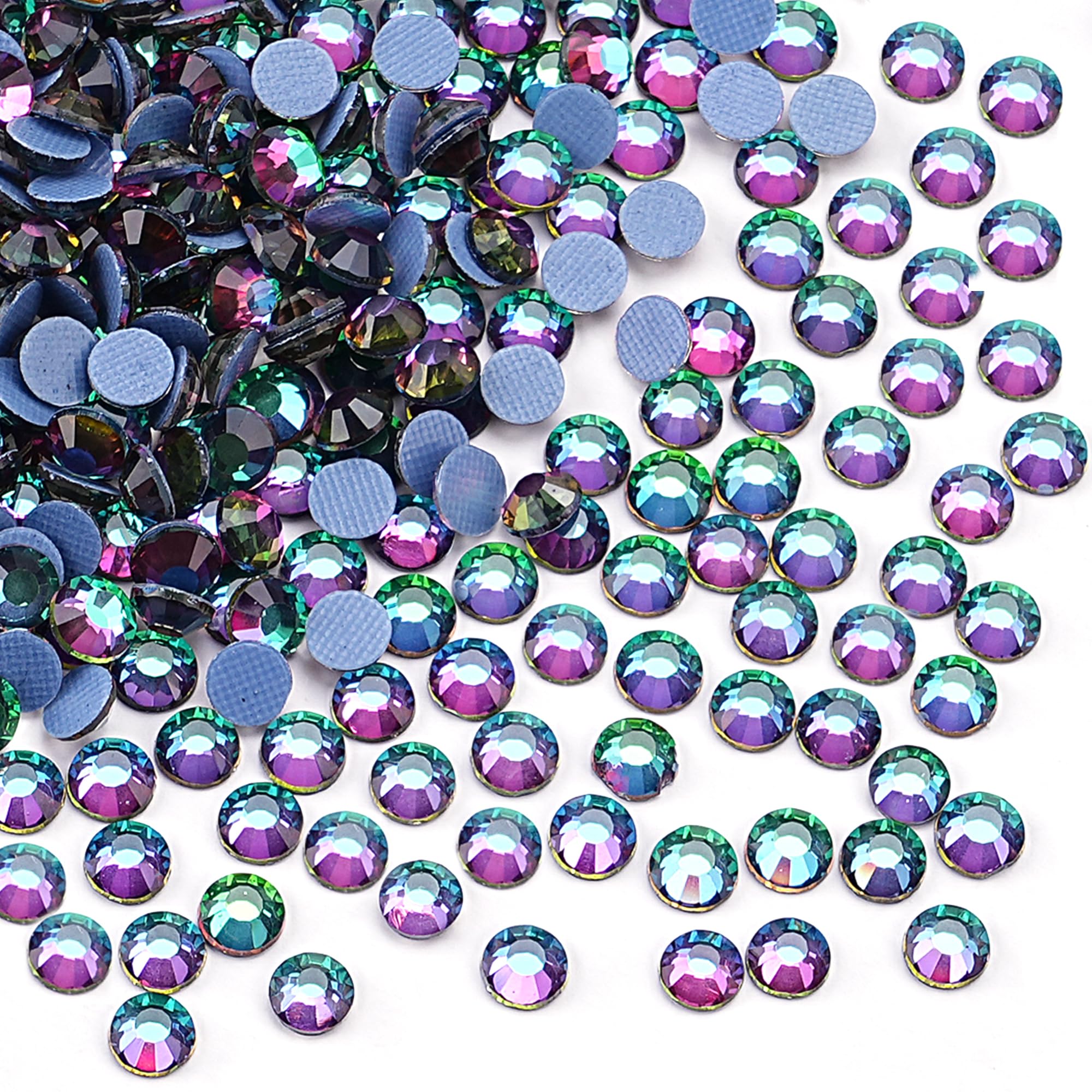 Jollin 2880pcs Hotfix Crystal Flatback Rhinestones Glass Diamantes Gems for Crafting Art Crafts Decorations Clothes Shoes 3.2mm SS12 Green Blaze