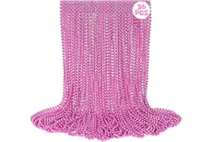 VLUV 36Pcs Beaded Necklace, Mardi Gras Beads Necklaces Accessories, 33 Inch Bead Costume for Women Man, Festival Parade Throw Supplies