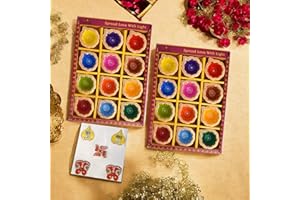 SATVIK STORE SATVIK 24 Pc Multicolor Clay Diya with Laxmi Charan Stickers Terracotta Dia Traditional Puja Vilakku Oil Lamp Natural Mitti Diya Diwali Navratri Pooja Décorations Indian Housewarming Return Gift Item