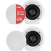 Pyle Pair 5.25” Flush Mount In-Wall In-Ceiling Speaker, 2-Way Home Speaker System, Dual Polypropylene Cone w/ Polymer Tweeter
