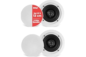 Pyle Pair 5.25” Flush Mount In-Wall In-Ceiling Speaker, 2-Way Home Speaker System, Dual Polypropylene Cone w/ Polymer Tweeter
