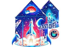 W&O Rocket Ship Play Tent with Blast Off Button - Ultimate Spaceship Tent with Captivating Space Sounds - Perfect for Indoor & Outdoor Adventures