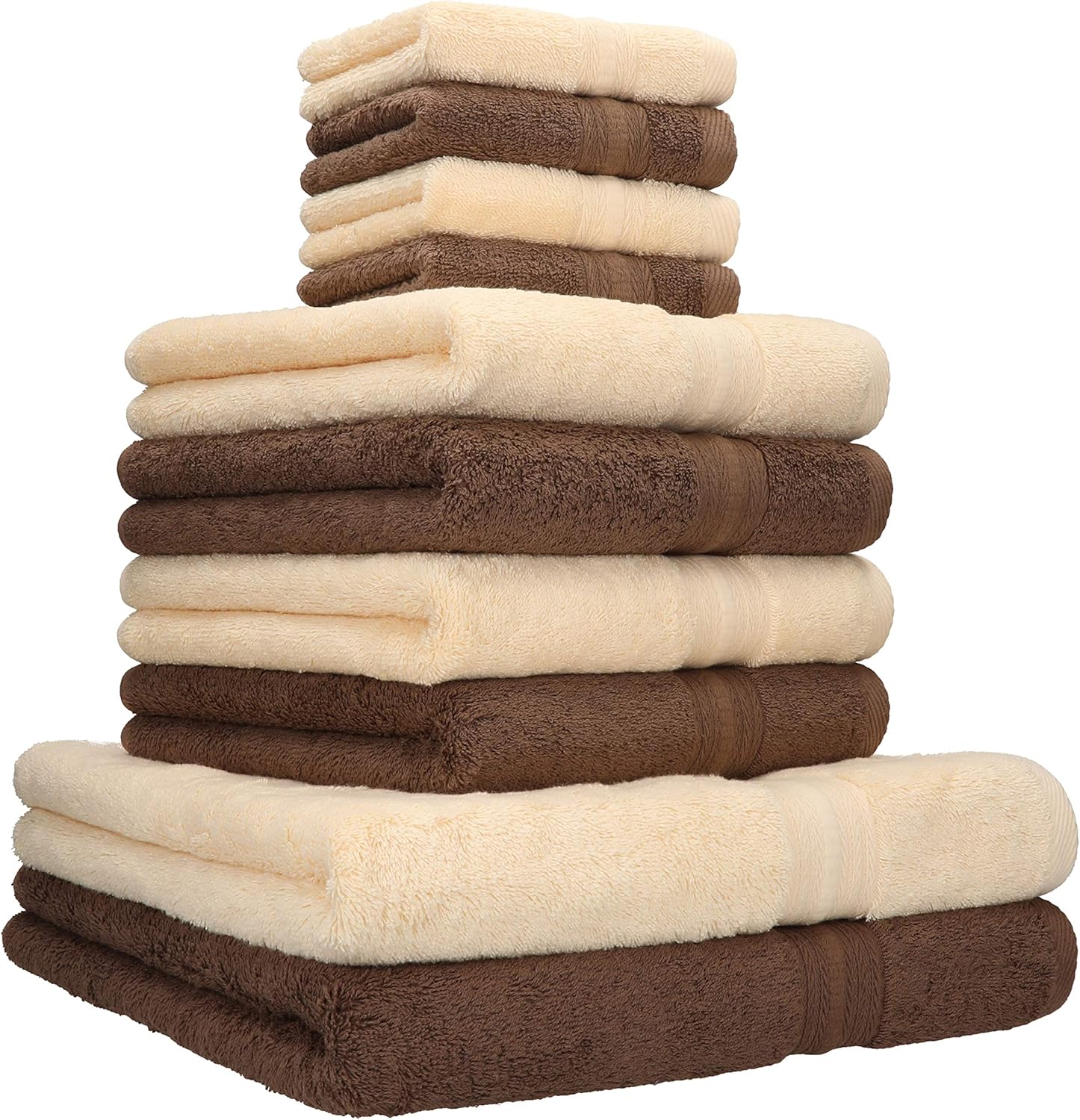 10 Piece Towel Set GOLD 2 Bath Towels 70x140 cm 4 Hand Towels 50x100 cm