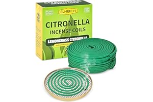 ELMEPLH Citronella Incense Coil Outdoor - Each Burns for 8 Hours (Contains 20 coils & 1 Stands)