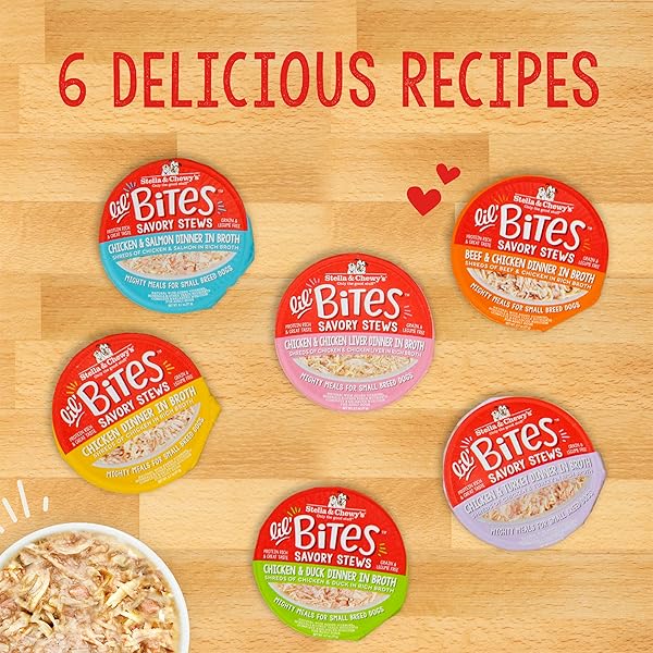 STELLA & CHEWY’S LIL BITES SAVORY STEWS FOR SMALL BREEDS CHICKEN & SALMON DINNER IN BROTH, 2.7 OZ. CUPS (PACK OF 12)