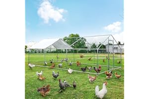 LEISU Outdoor Large Chicken Run Walk-in Chicken Coop with Waterproof Cover Chicken Playpen Metal Hen Cage Duck Cage Enclosure Rabbit Nest Fence Chicken Cages for Backyard Farm (19.7'x9.9'x6.57')