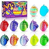 Impossmaker 12PCS 3D Dragon Eggs with Dragon Inside, Easter Basket Stuffers Mini Easter Egg Set Articulated Unique Easter Basket Essentials for Adults Kids
