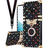 Loheckle for Samsung Galaxy Note 9 Case for Women, Designer with Ring Stand Holder and Lanyard, Stylish Bees Luxury Cover for Samsung Note 9 Phone Case 6.4