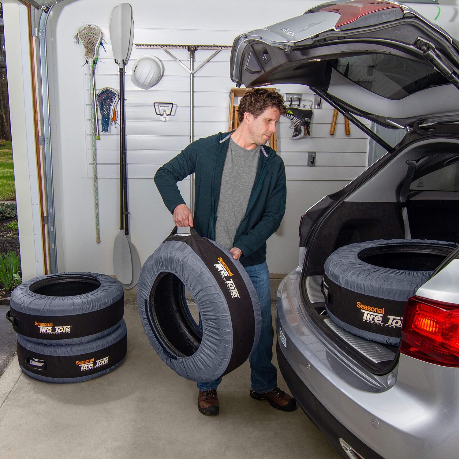 Kurgo Seasonal Tire Tote | Spare Tire Cover | Portable Wheel Bags | Winter Tire Cover | Eco-Friendly Tire Totes | Handle for Easy Transportation | Universal Fit: Automotive