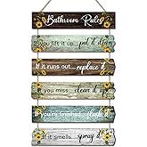 UBTKEY Bathroom Rules Sunflower Bathroom Decor, Wooden Rustic Bathroom Decor Wall Art Funny Bathroom Signs Pictures Decor Hanging for Farmhouse Toilet Guest Bathroom Decorations, 11.8 x 18.4 Inch