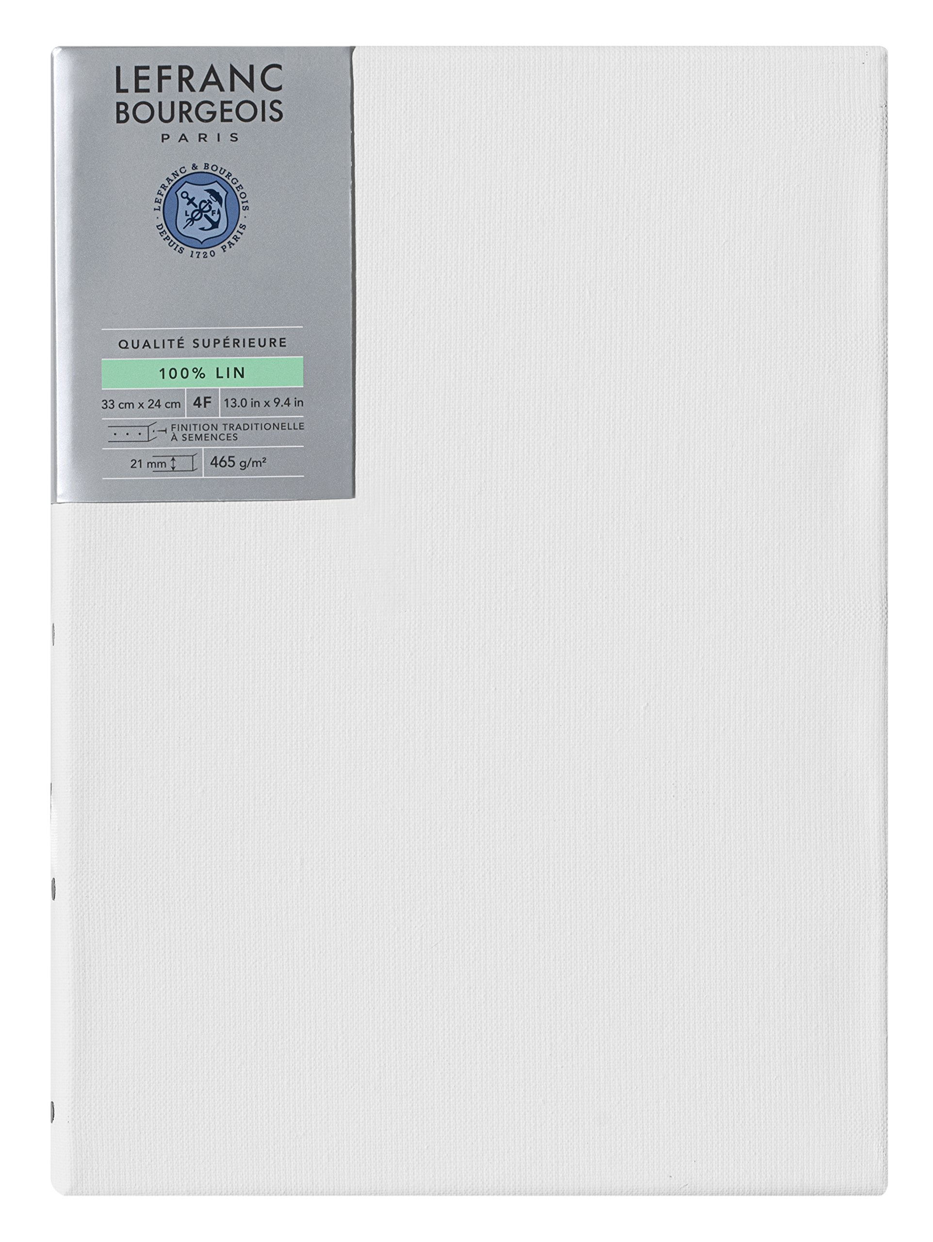 Lefranc & Bourgeois 111201 Stretcher Frame Made of 100% Linen in Premium Quality, Ready to Use Primed with Titanium Dioxide Gesso, Nailed to Side on Solid Pine Wood - 4F