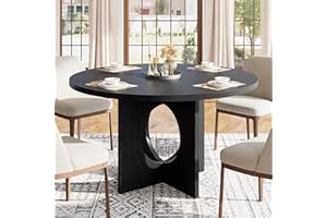 Garvee Round Dining Table for 4-6, 47in Circle Kitchen Dinner Table with Sturdy Pedestal Base, Space Saving Dinning Room Furn