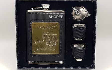 SHOPEE Branded England Black with 2 Shot Glass Wine Holder/Whiskey Holder/Liquor Holder