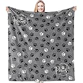 HIWX Dog Blanket, Dog Mom Lovers Owners Gifts for Women, Pet Lovers Gifts, Puppy Paws Print Throw Blanket for Couch Bed Sofa Living Room Bedroom Decor, 50x60 Inches